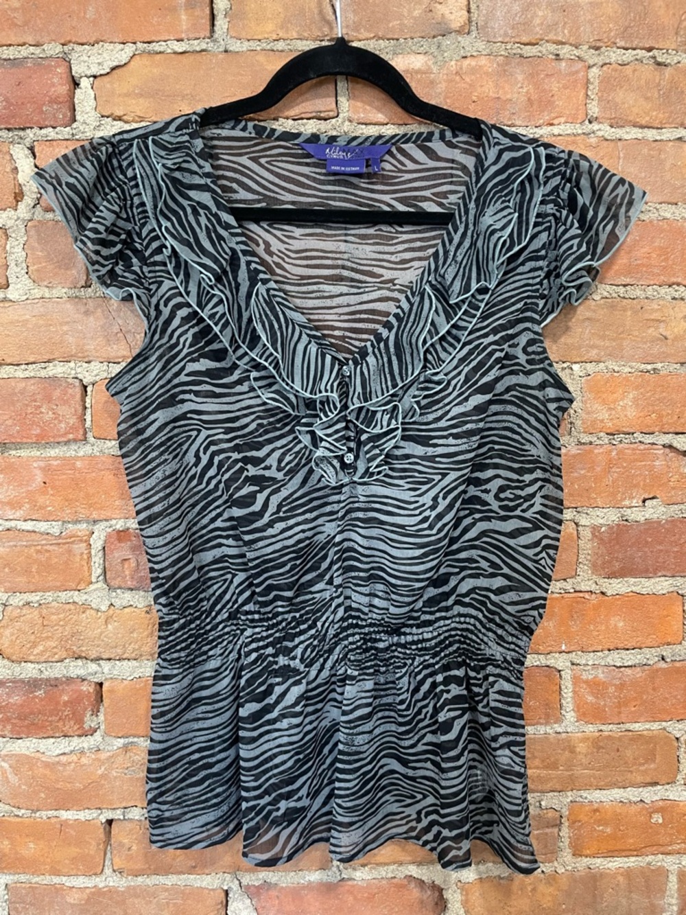 Y2K Miley Cyrus x Max Azria Zebra Print Mesh Top | Size L